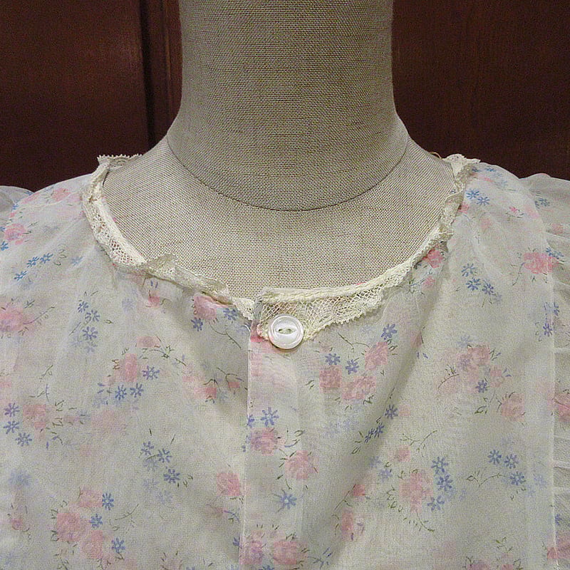 ビンテージ~40's○レディース花柄シースルーエプロン○210512s1 ビンテージ~40's○レディース花柄シースルーエプロン○210512s1