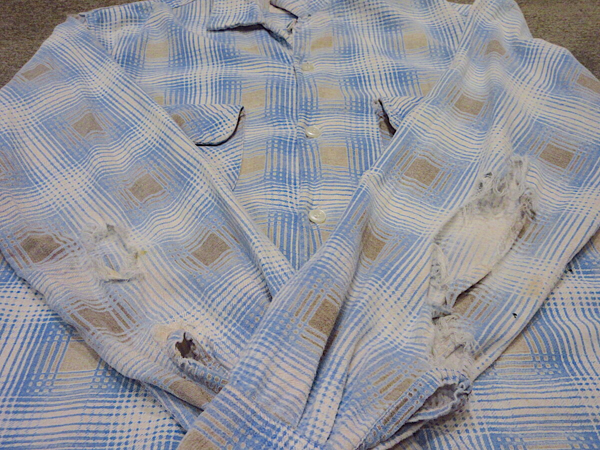 ビンテージ50's○harperチェックプリントネルループカラーシャツsize M