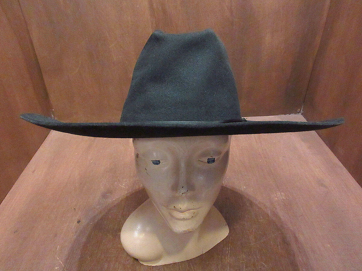 ビンテージ40's50's○フェルトカウボーイハット黒size 7 1/4