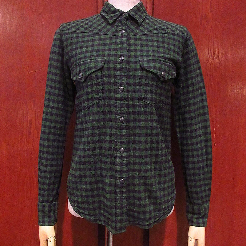 FILSON○レディースバッファローチェックレーヨン長袖シャツ緑×黒size 