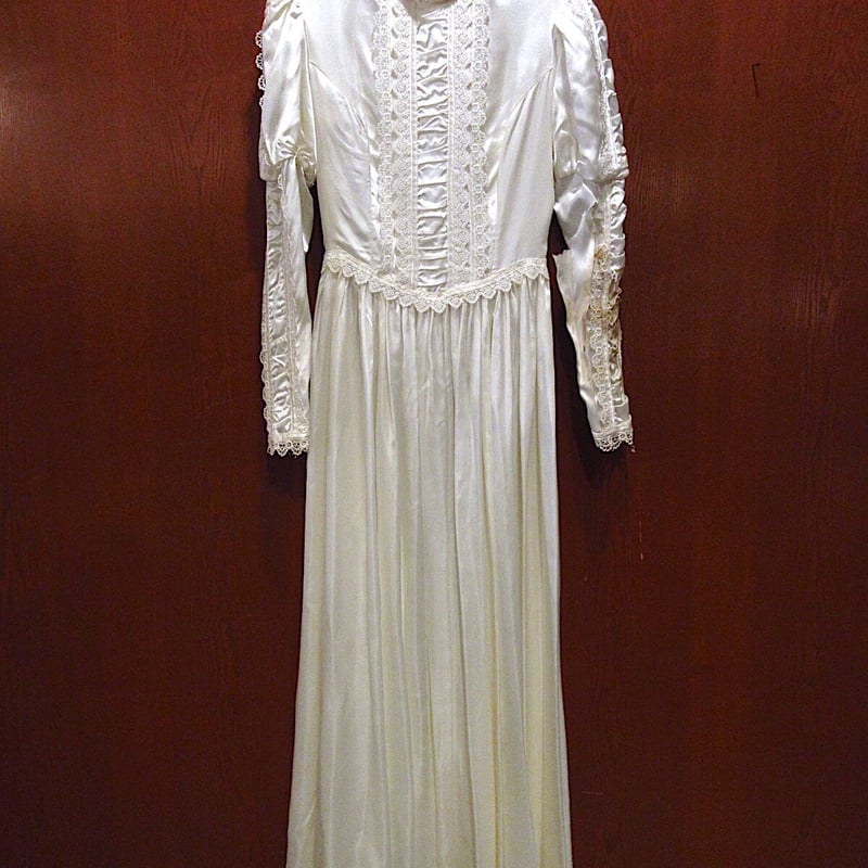 ビンテージ70's○GUNNE SAXスタンドカラーレース×サテンウェディング