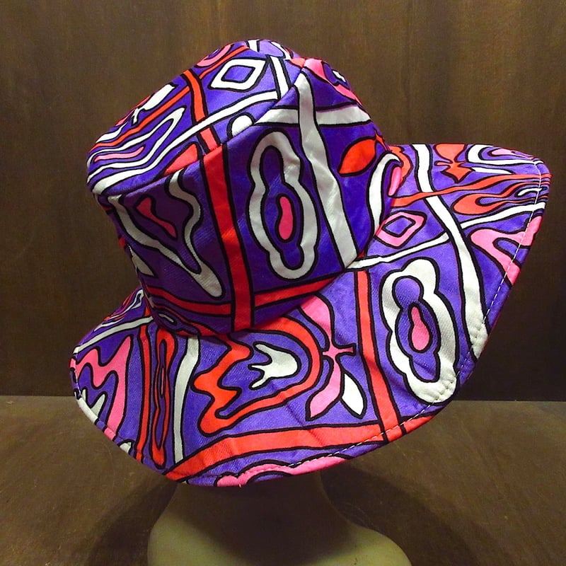 ビンテージ60's70's○JANTZENレディース総柄ナイロンハット ビンテージ60's70's○JANTZENレディース総柄ナイロンハット