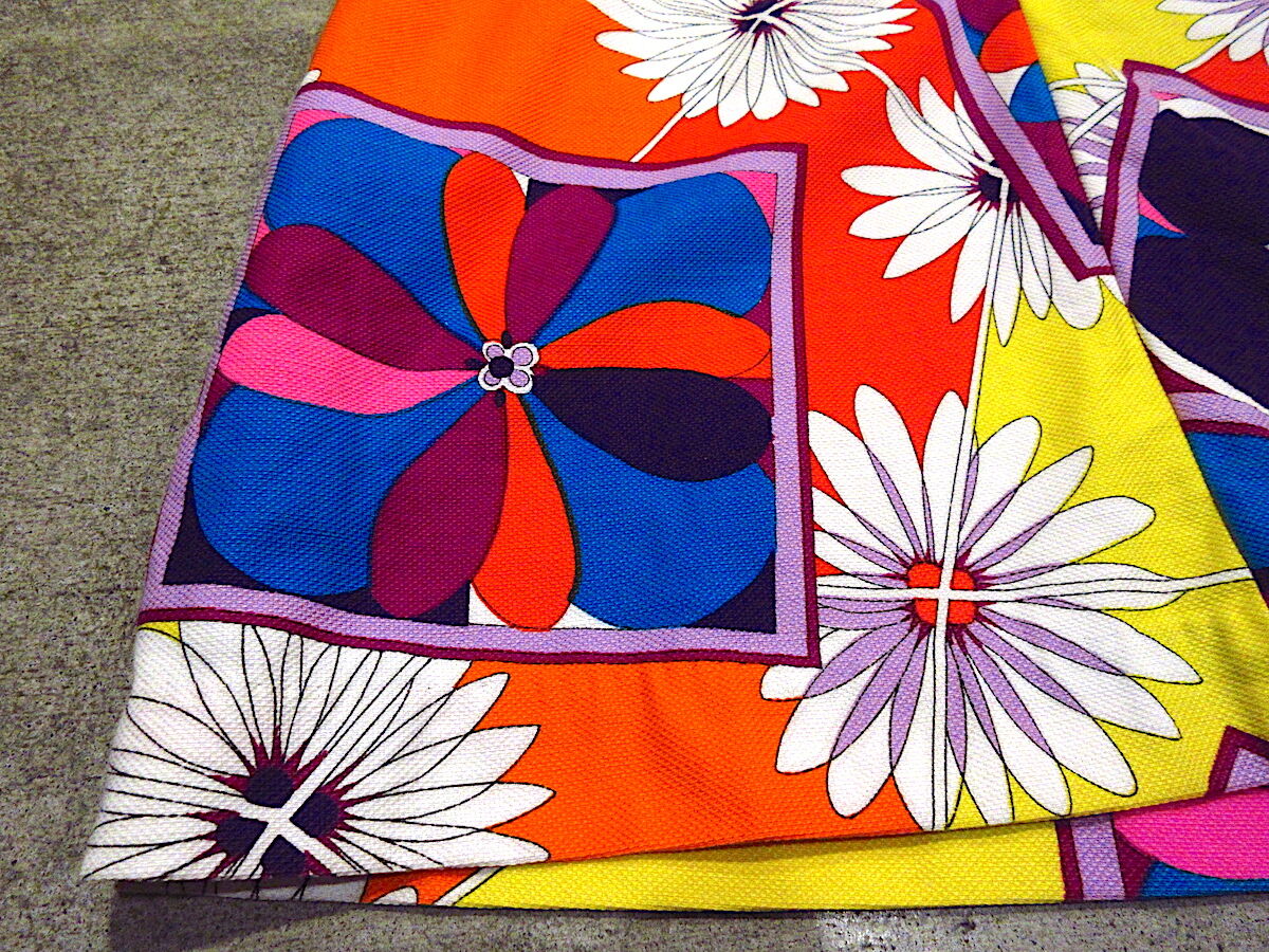 ビンテージ60's70's Aliceレディースサイケ花柄フード付き七分袖