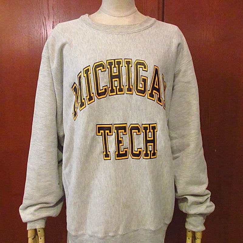 ビンテージ80s○Champion MICHIGAN TECHトリコタグリバースウィーブ 
