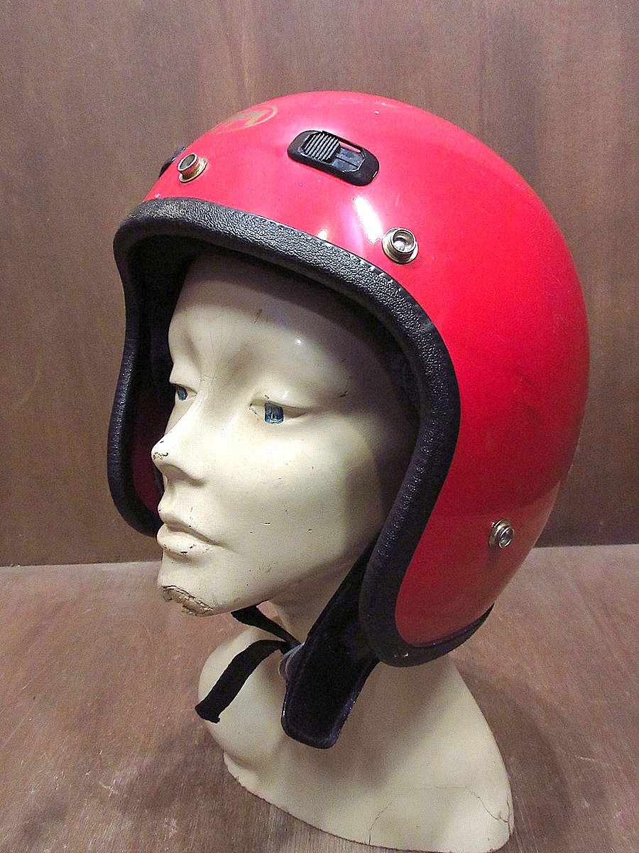 ビンテージ90's○バイザー付きジェットヘルメット赤○240110j8-hlmt