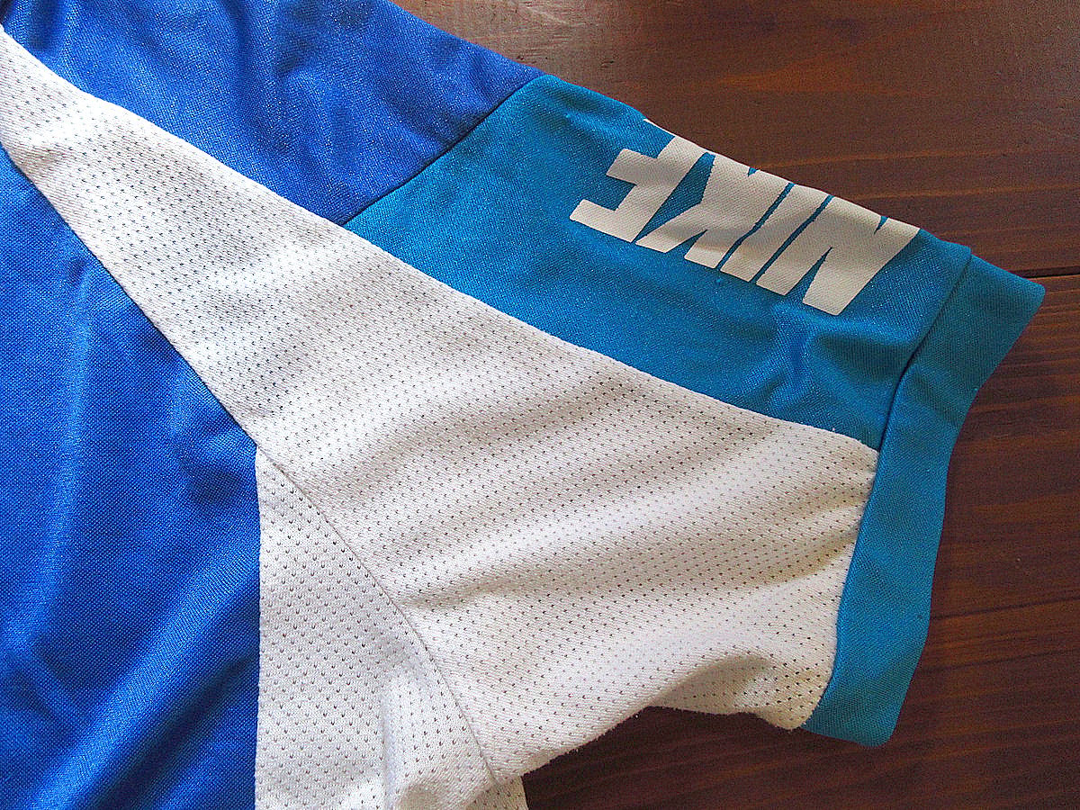 ビンテージ90's○NIKEハーフジップサイクリングシャツ青size L