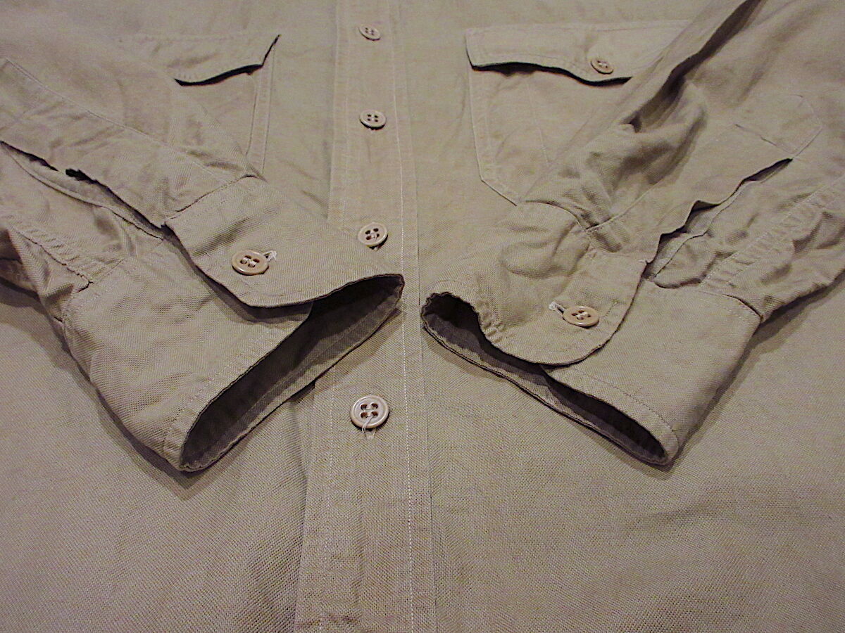 ビンテージ40's○HANOVERマチ付きワークシャツカーキ○211105r3