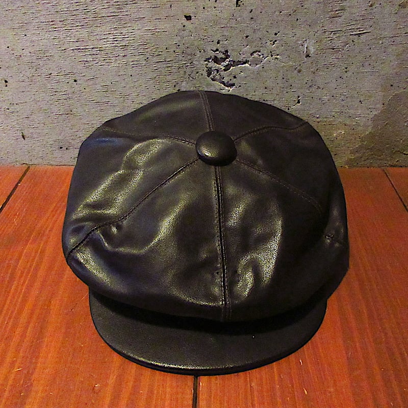 OLD ヴィンテージ　レザーキャスケット　本革　tattoo 古着　RRL 黒 ビンテージ○レザーキャスケット黒○260207d5-m-cp-cas古着メンズ革