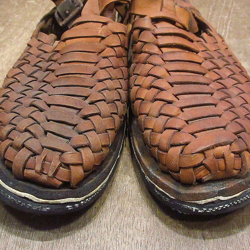 ビンテージ70's○レディースタイヤソール編み込みレザーサンダル