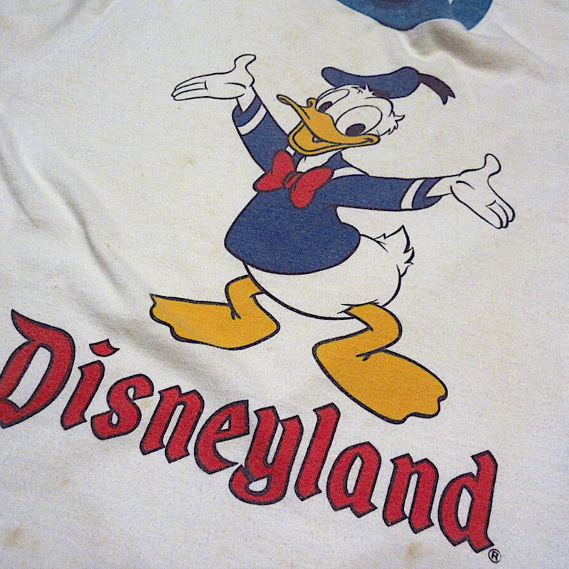USA製 ヴィンテージ ドナルドダック リンガー Tシャツ ビンテージ 古着 白 80s USA製 Disneyディズニー Disneylandディズニーランド