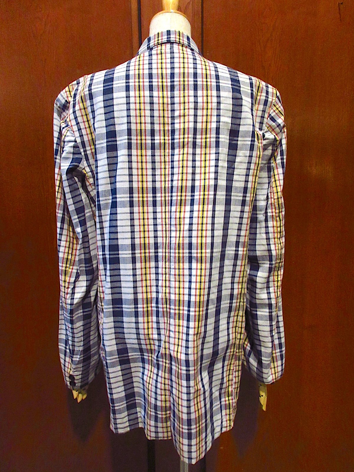 ビンテージ60's70's○マドラスチェック3Bテーラードジャケットsize 38