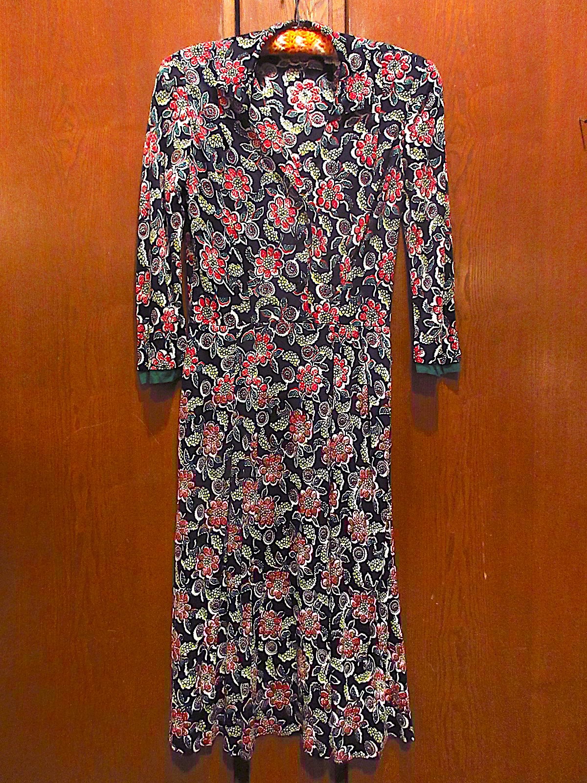 ビンテージ40's50's○花柄長袖ワンピース○250120m6-w-lsdrs
