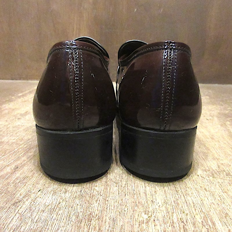 ビンテージ70's○DEADSTOCK FREEMANエナメルローファー茶size 7 1/2