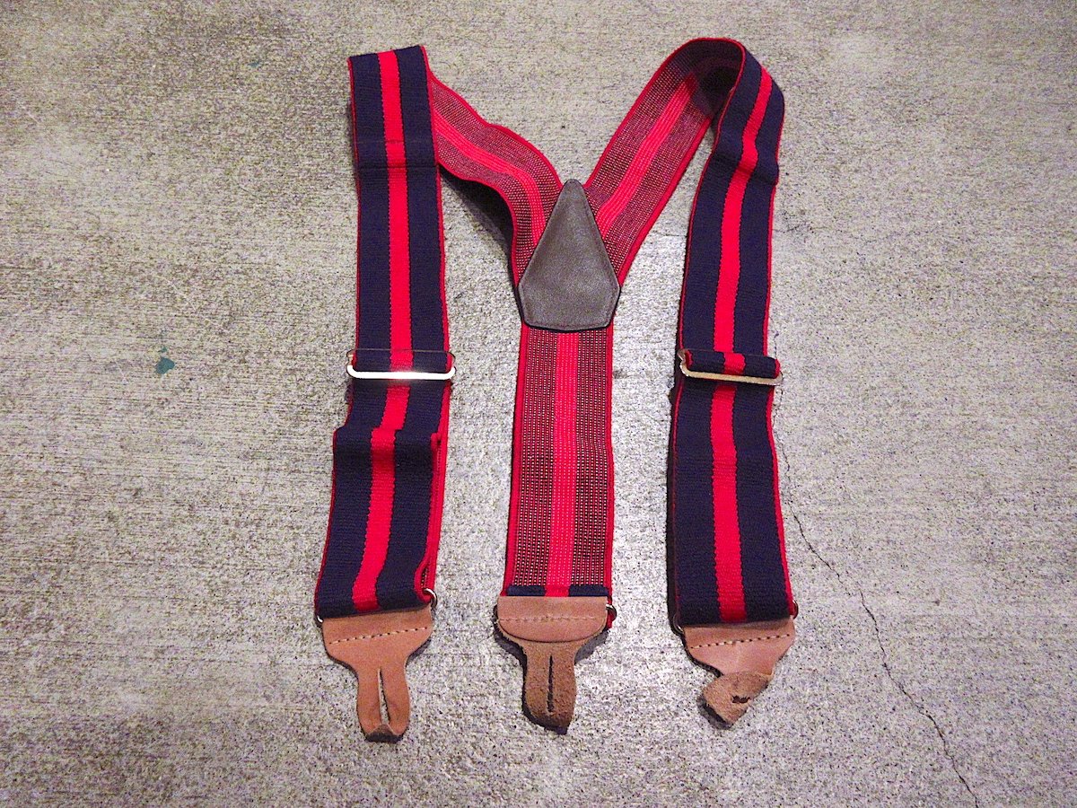 美品リーバイス LEVI'S VINTAGE サスペンダー ベルト レザーボタン ビンテージ○Levi'sストライプボタン留めサスペンダー○240225m4