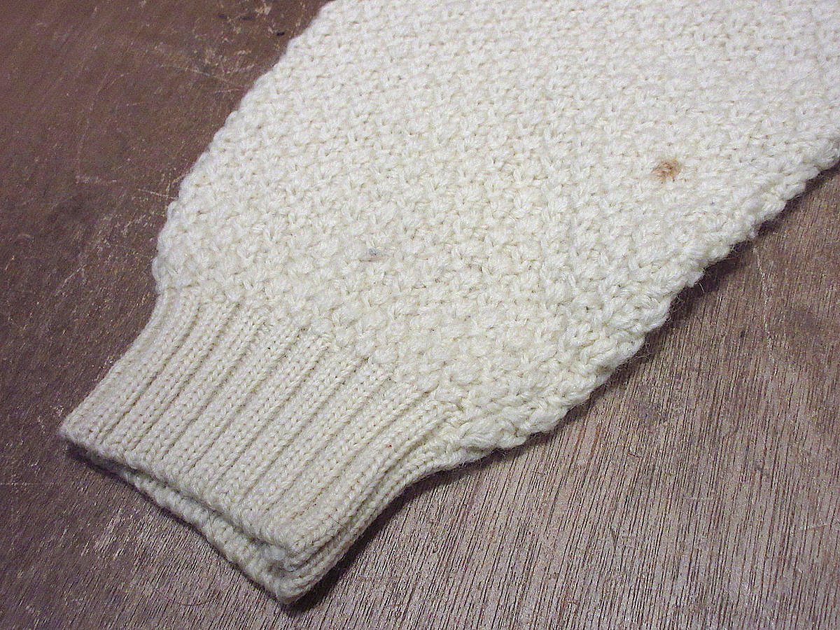 ビンテージ○PETERBOROUGH ROWロールネックアランニットウール