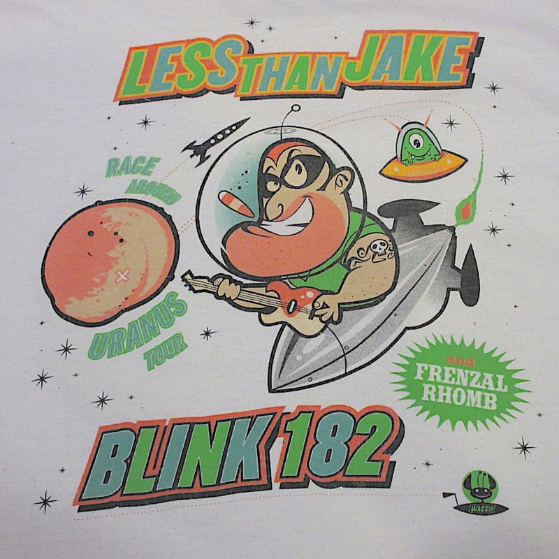 ビンテージ90's○LESS THAN JAKE BLINK 182プリントリンガーTシャツs