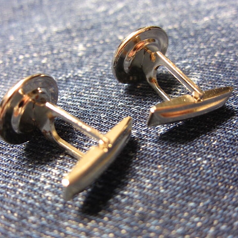 ビンテージ○ブラック×シルバーカフリンクス&スタッドボタン