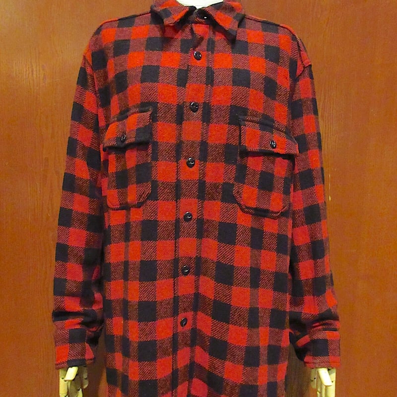 ビンテージ40's○J.C.PENNEY CO.バッファローチェックウールシャツ赤