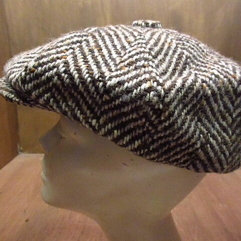 ビンテージ○Jonathan Richard 8パネルツイードキャスケットXL