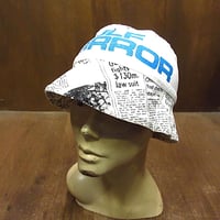 ビンテージ70’s●GULF MIRROR オールオーバープリントバケットハット白●230915p5-m-ht-ot古着ニュースペーパー帽子