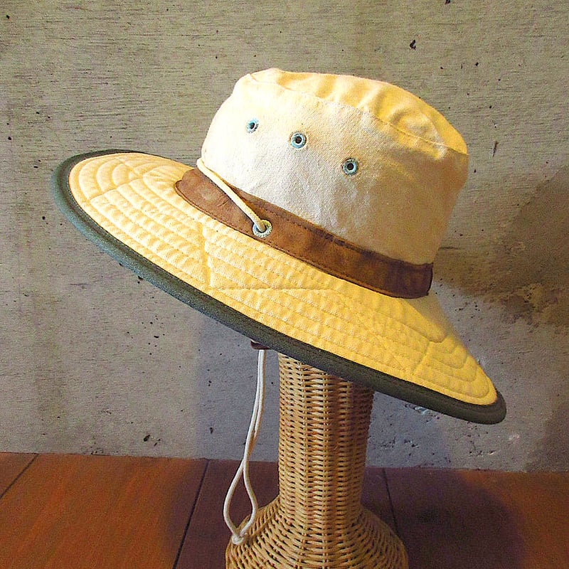 ビンテージ○Watership Tradingコットンハット生成りsize L○240811j