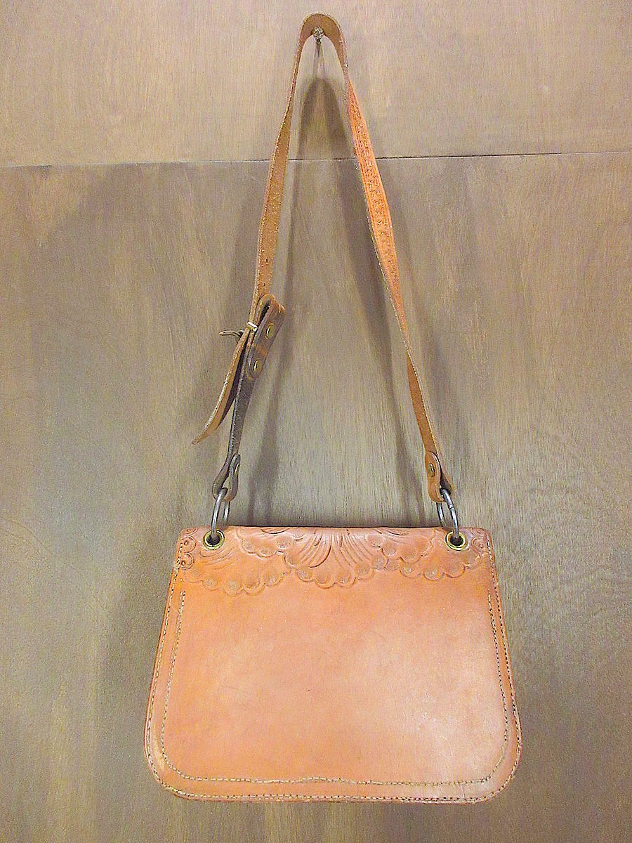 ビンテージ-70's○型押しレザーショルダーバッグ茶○240910j2 ビンテージ-70's○型押しレザーショルダーバッグ茶○240910j2