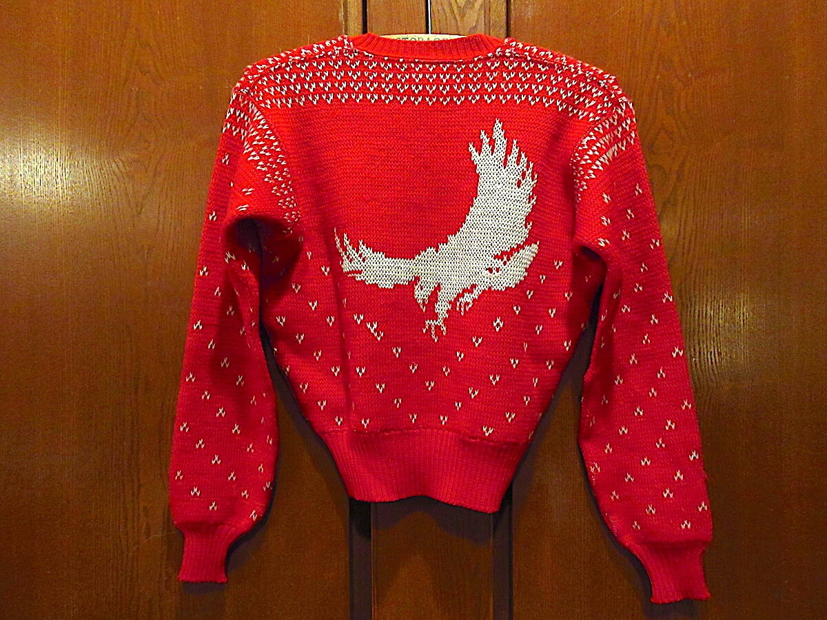 ビンテージ50's○JantzenウールジャガードVネックセーターsize 34