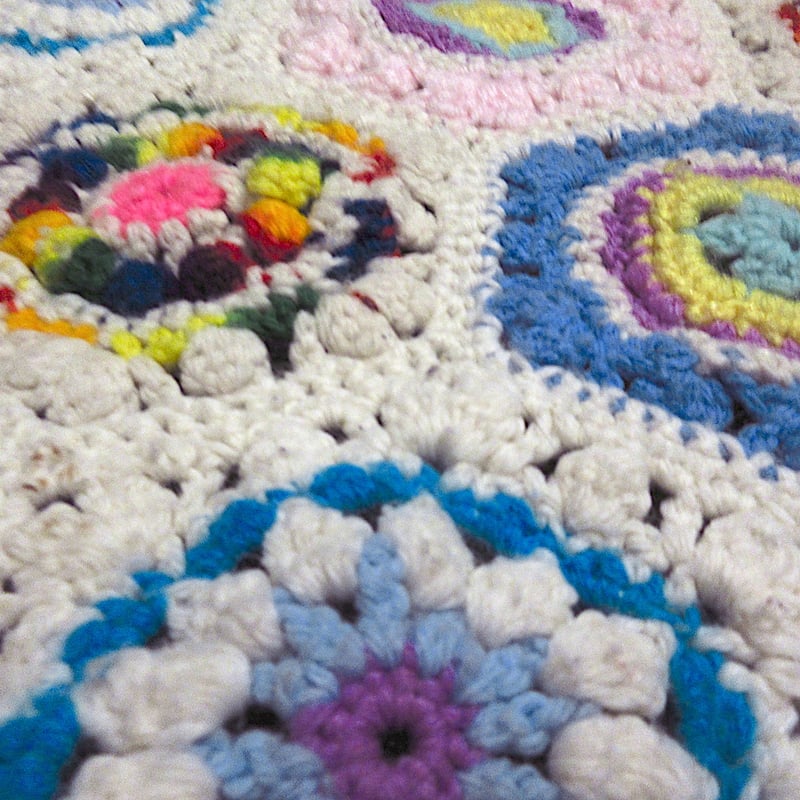 ビンテージ○かぎ針編みブランケットsize 約114cm × 約87cm