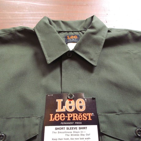 ビンテージ70’s●DEADSTOCK Lee半袖ワークシャツオリーブsize 15-15 1/2●230621k3-m-sssh-wk 1970sデッドストックリー古着
