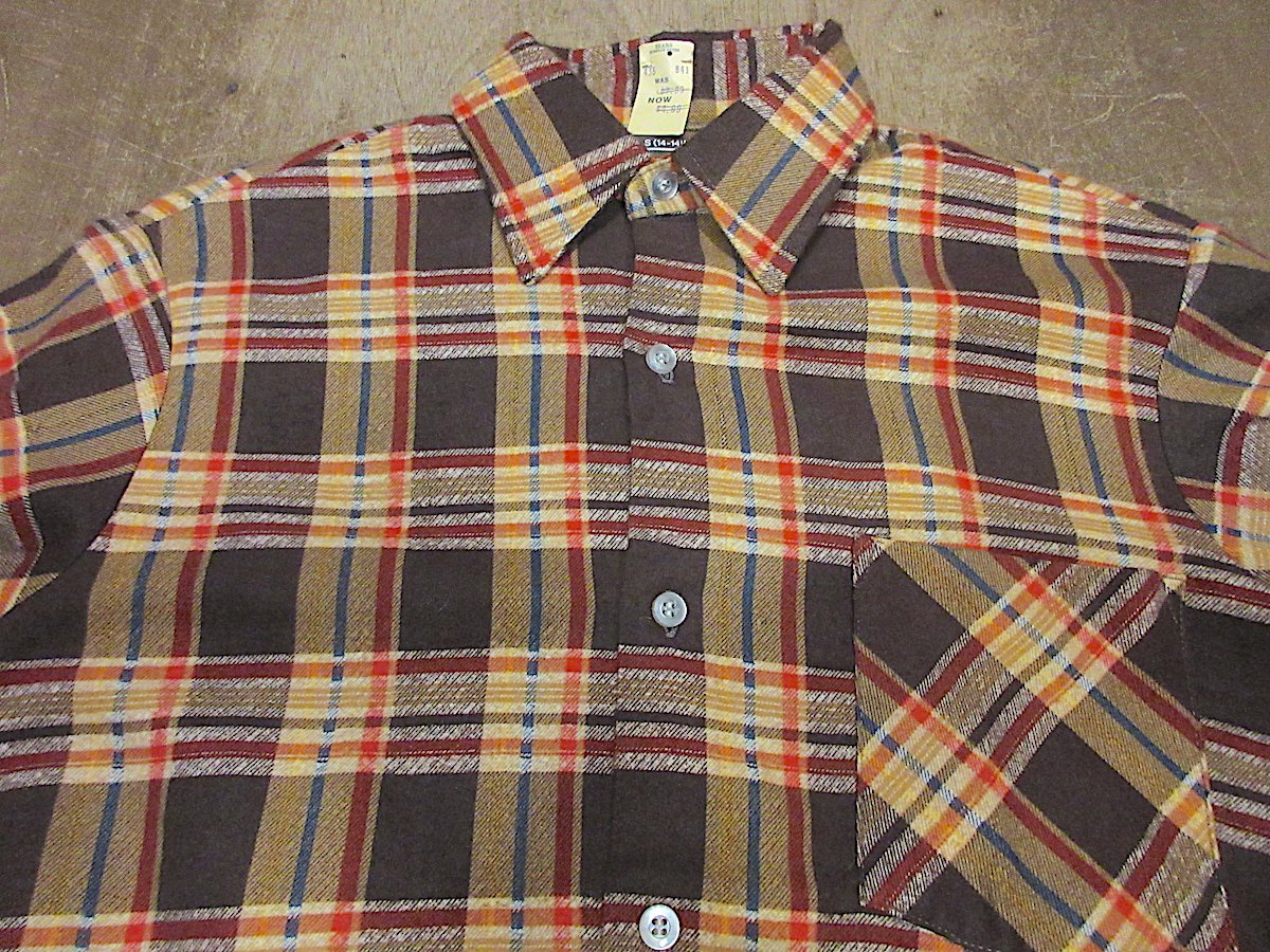 ビンテージ70's○DEADSTOCK Searsチェックプリントネルシャツsize S○25