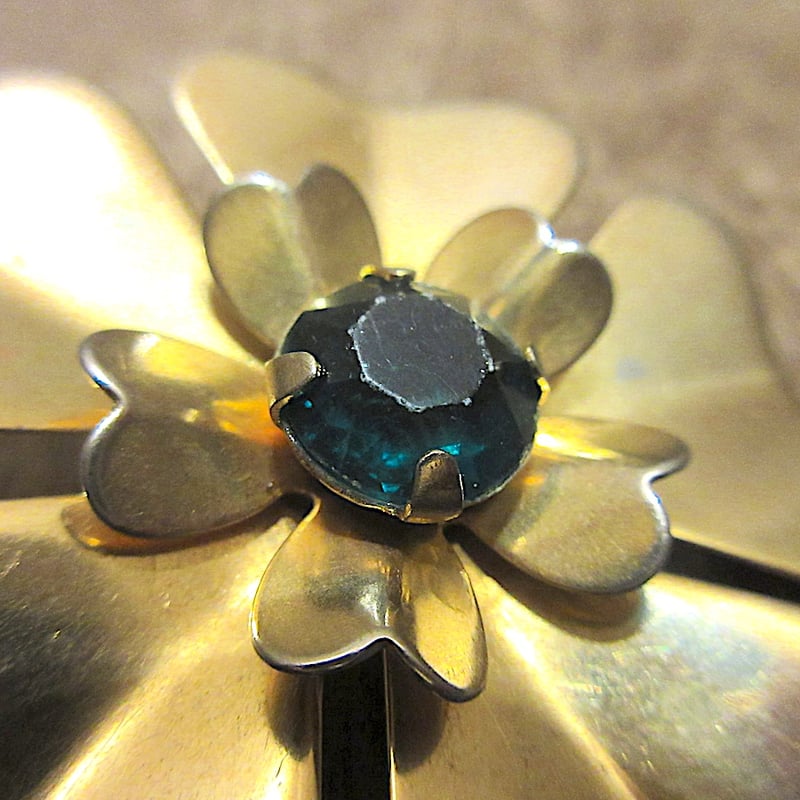 ビンテージ60's70's○フラワーブローチゴールド○251123z7-brc花レトロ