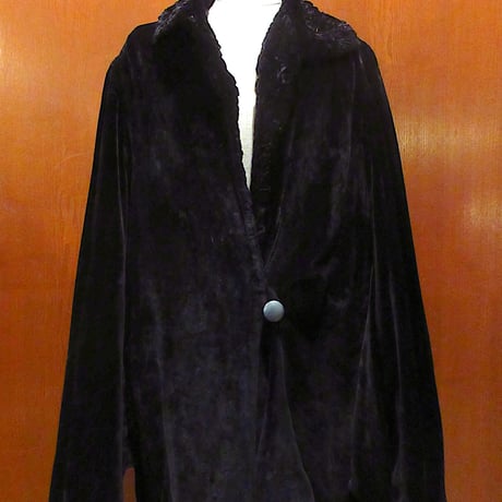 ビンテージ~30's●レディースベロアポンチョ黒●250212m4-w-jk-otケープアウター古着