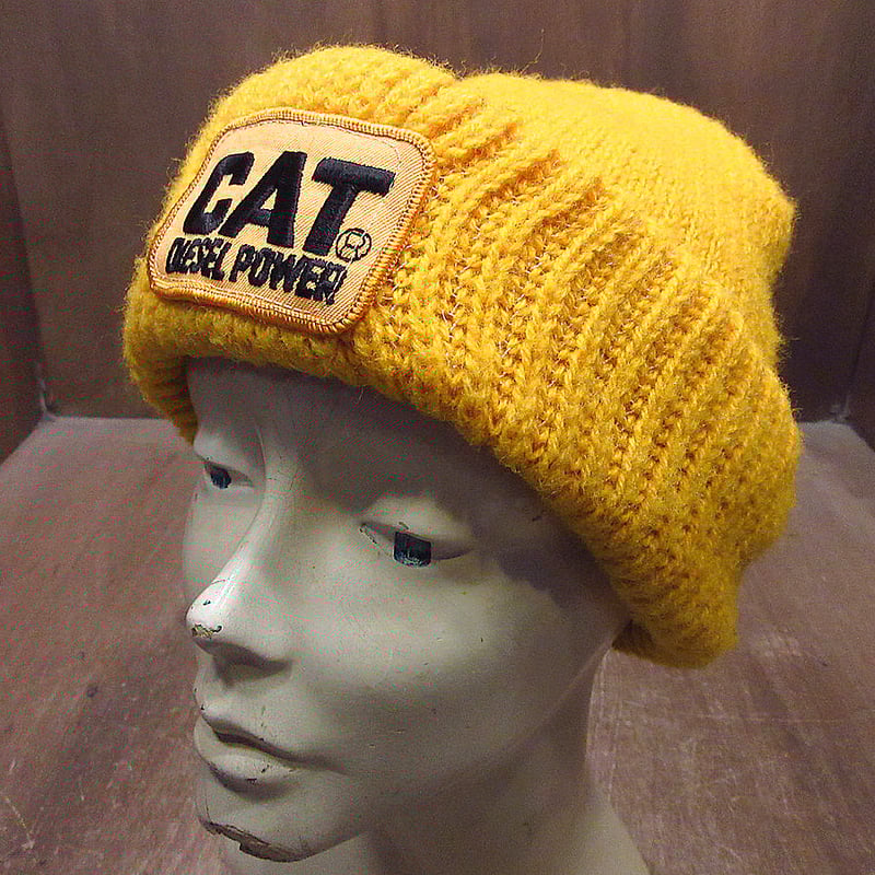 ビンテージ70's80's○CATウールニット帽黄○231216i2-m-cp-knt ビンテージ70's80's○CATウールニット帽黄○231216i2-m-cp-knt