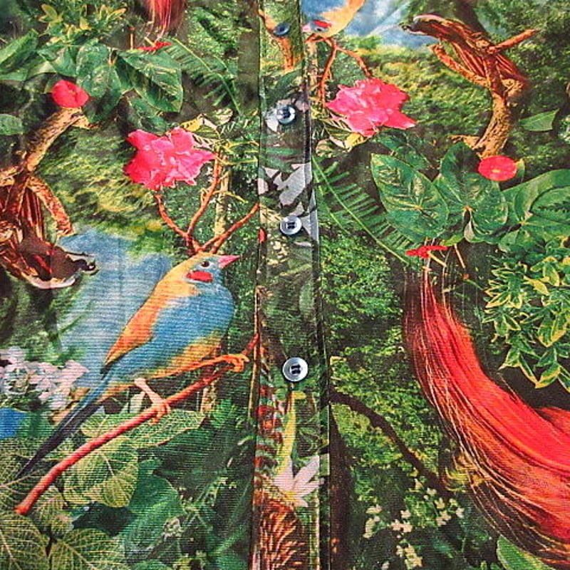 ビンテージ70's○Terryレディース鳥柄長袖シャツ○201113f5-w-lssh古着