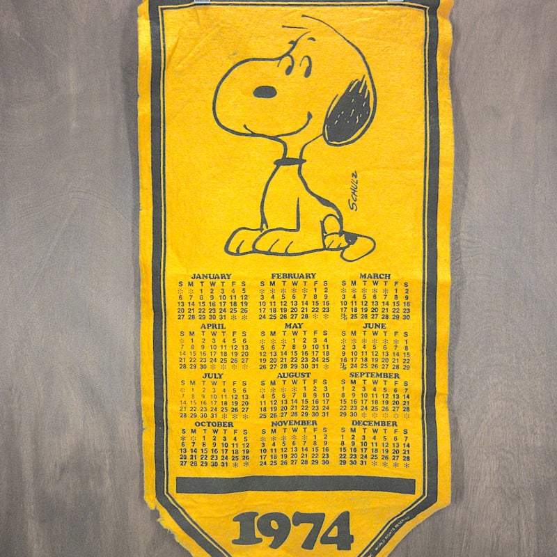 ビンテージ70's○スヌーピー1974年フェルトカレンダー黄