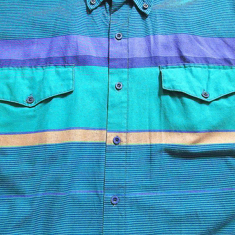 ビンテージ90's○ROPERマルチボーダーボタンダウン長袖シャツsize XL