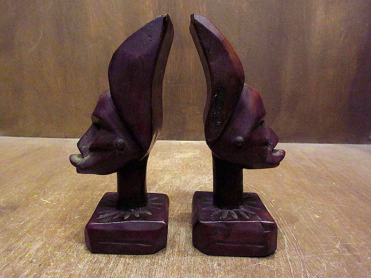 ビンテージ○アフリカ民族木彫りオブジェ2点セット○230124k6-obj