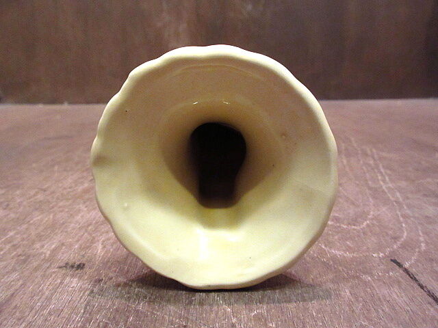 ビンテージ~70's○ハンドモチーフセラミックフラワーベース黄