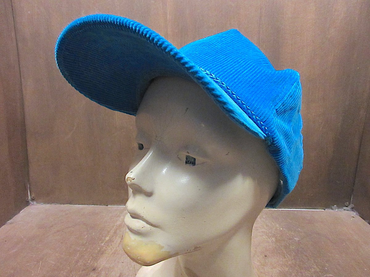 ビンテージ90's○5パネルコーデュロイキャップターコイズブルー