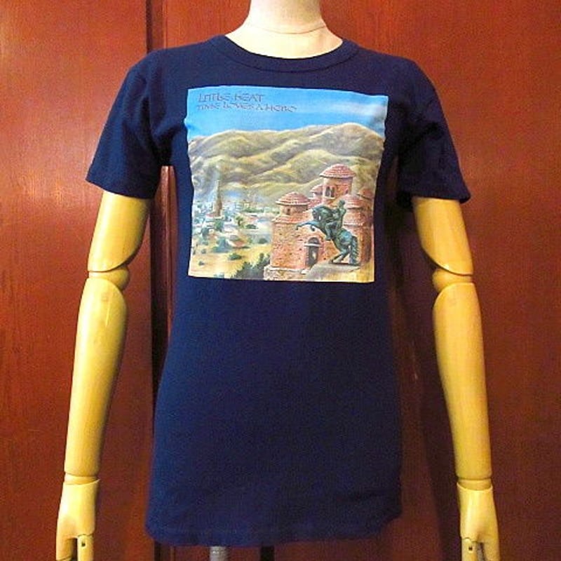 ビンテージ70's○LITTLE FEATコットンプリントTシャツ青size S○200818