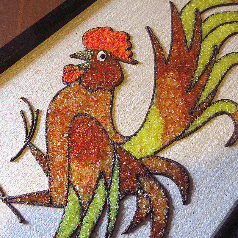 ビンテージ-70's○チキンサンドアート壁掛け○250524k2-sign