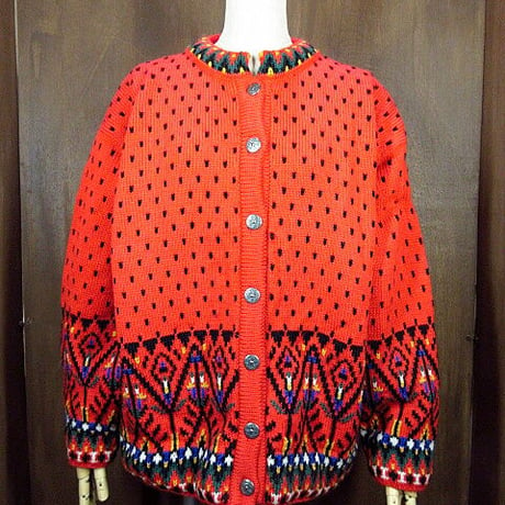 ビンテージ●Dale of Norwayノルディックカーディガン赤 Size L●201017n1-w-cdg ノルウェイレディースニット古着