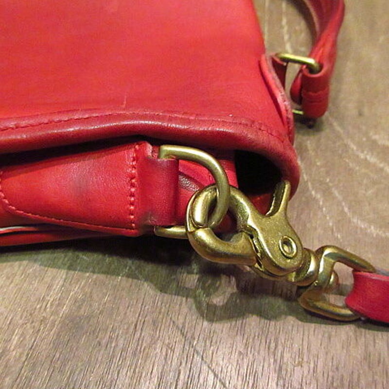 ビンテージ○オールドコーチ2WAYレザーショルダーバッグ赤○200906n5