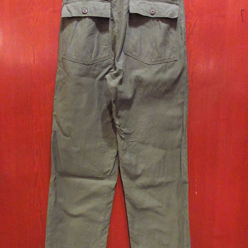 実物　60's US.ARMY コットンサテン ベイカーパンツ 米軍　W34 ビンテージ60's○U.S.ARMYコットンサテンベイカーパンツ実寸W86cm