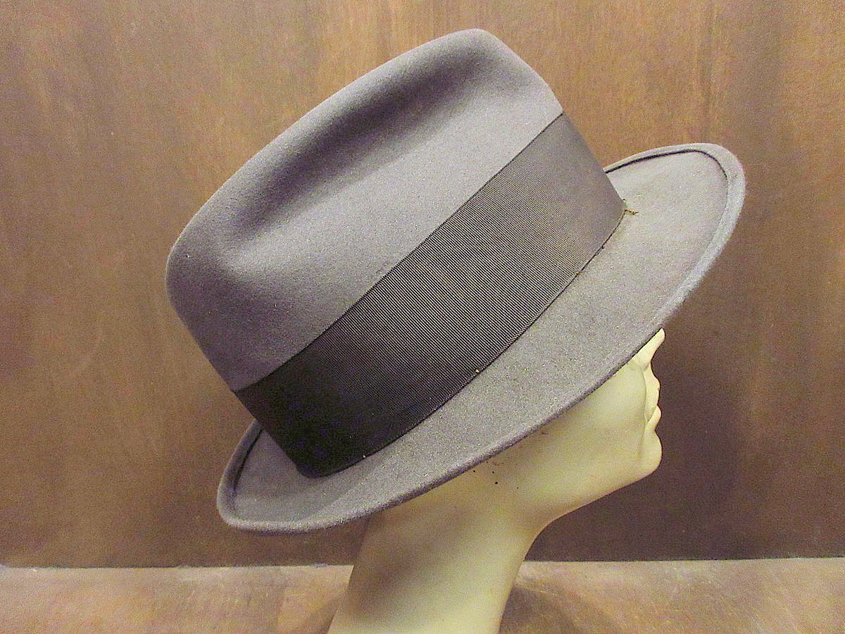 ビンテージ60's70's○KNOXフェドラハットグレー○231128j3-m-ht-flt古