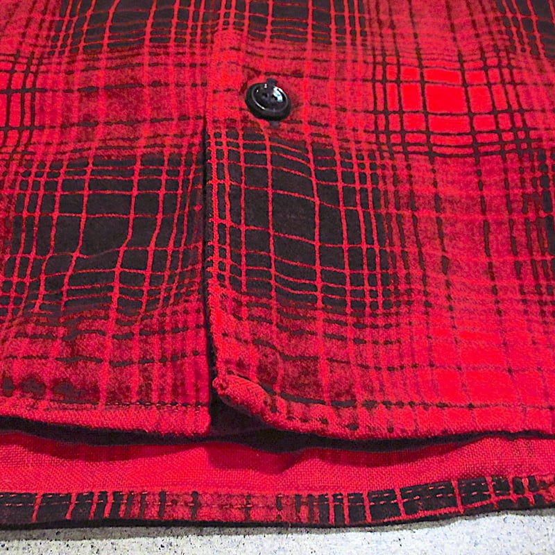 ビンテージ50's○PENNEY'Sオンブレチェックコットンプリントネルシャツ