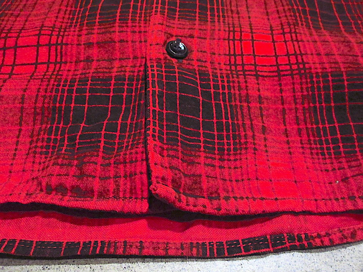 ビンテージ50's○PENNEY'Sオンブレチェックコットンプリントネルシャツ