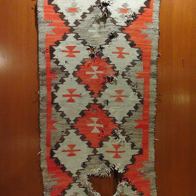 40s OLD NAVAJO HANDWOVEN TRIPLE CHEVRON DESIGH WOOL RUG 78×155