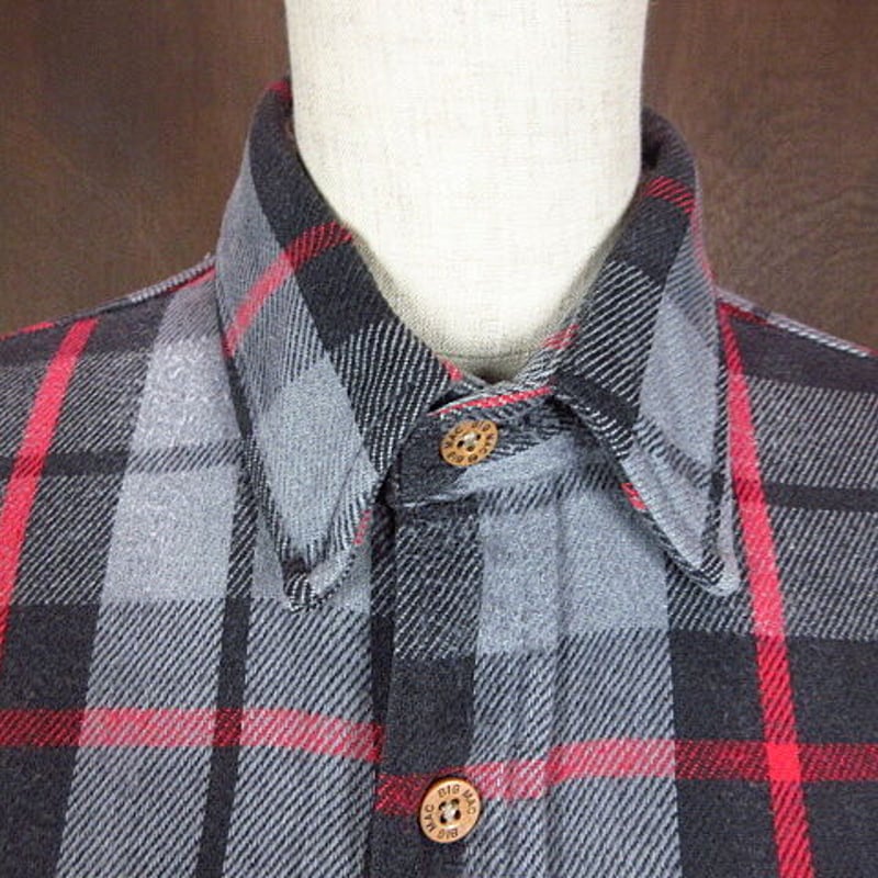 ビンテージ80's○BIG MACチェックヘビーネルシャツ黒S○200906n3-m-lssh