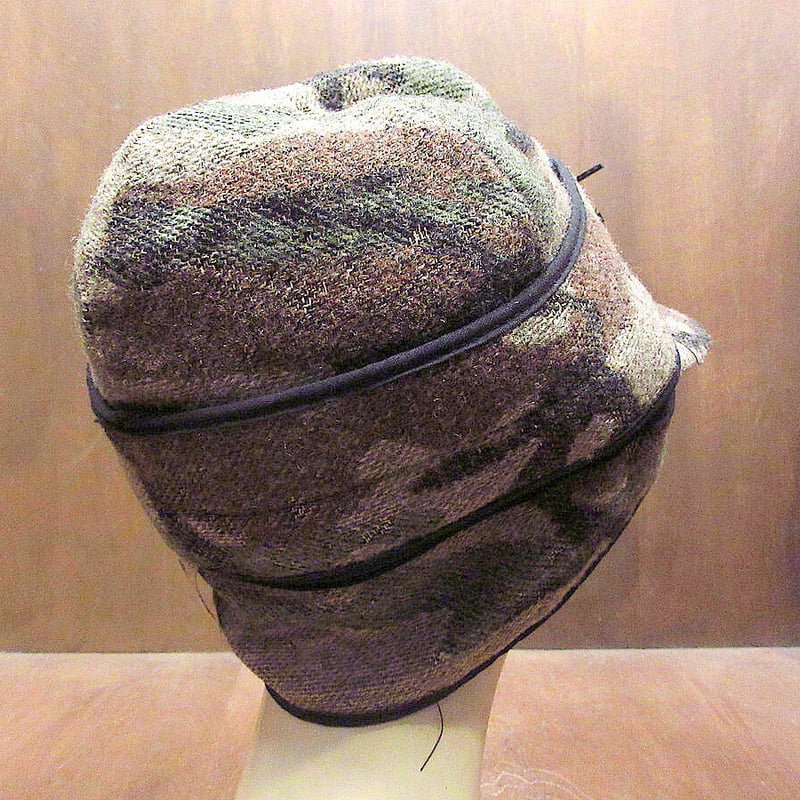 ビンテージ○耳あて付きウールカモレイルロードキャップsize L